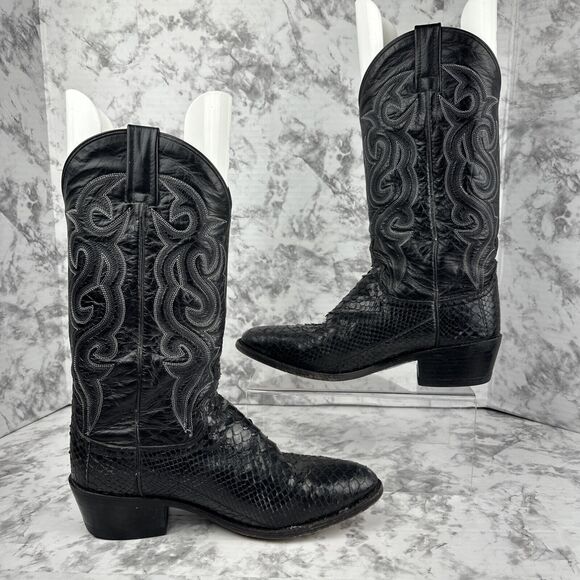 Dan Post Mens Exotic Python Snakeskin Cowboy Western Boots Size 8.5 EW Black main image 5
